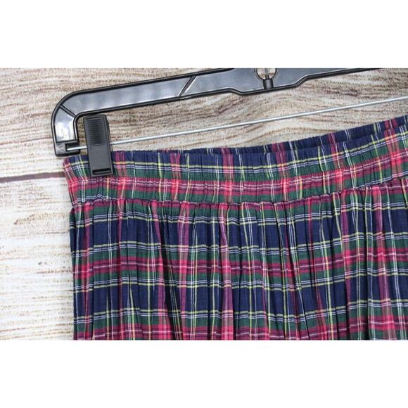 VINTAGE VRG Sport Womens Size Medium Maxi Pull On Plaid Broom Skirt Green Red - Picture 2 of 5